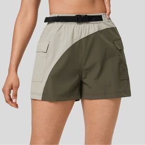 Halara Waterproof Cargo Shorts High Waisted Belted Side Pockets Size Large